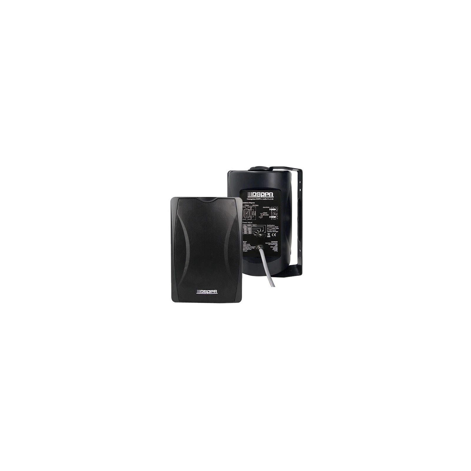 Boxe de perete 30W, DSPPA DSP8063B, 100V, 80Hz-20kHz, Negru (pereche)