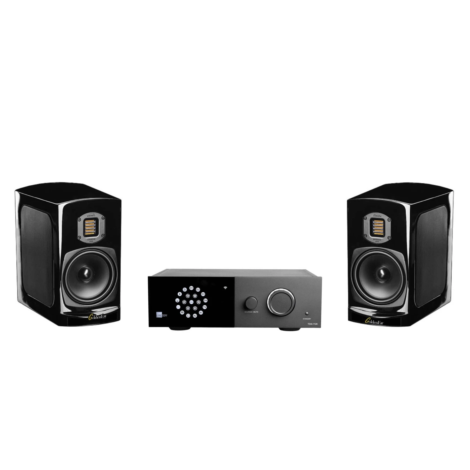 Pachet cu boxe de raft Goldenear BRX, si Amplificator Lyngdorf TDAI-1120, Streaming, HDMI ARC, RoomPerfect