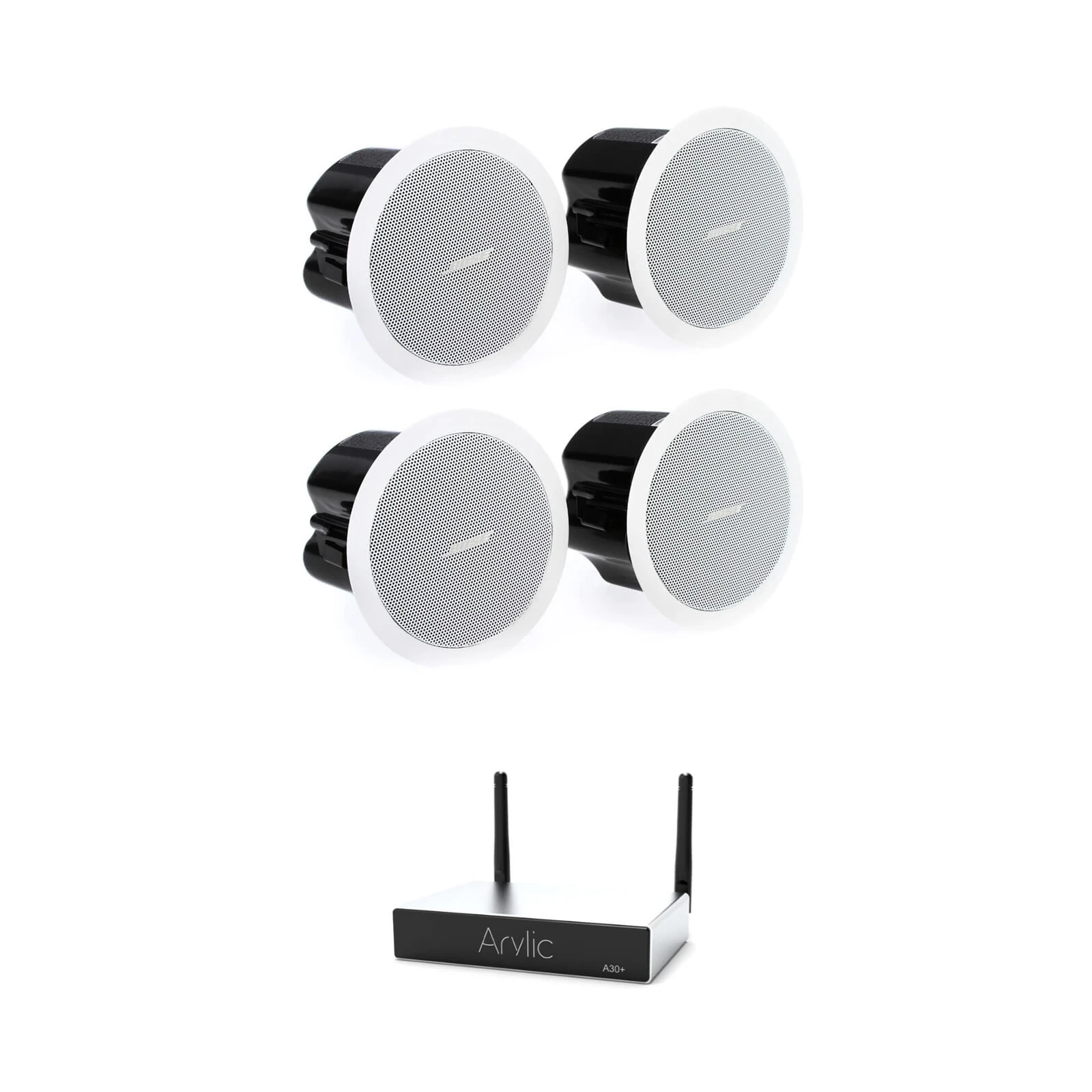 Pachet sonorizare stereo cu Arylic A50+ si 2perechi  BOSE FS2C alb, WiFi Streaming, Airplay, Internet Radio, Bluetooth