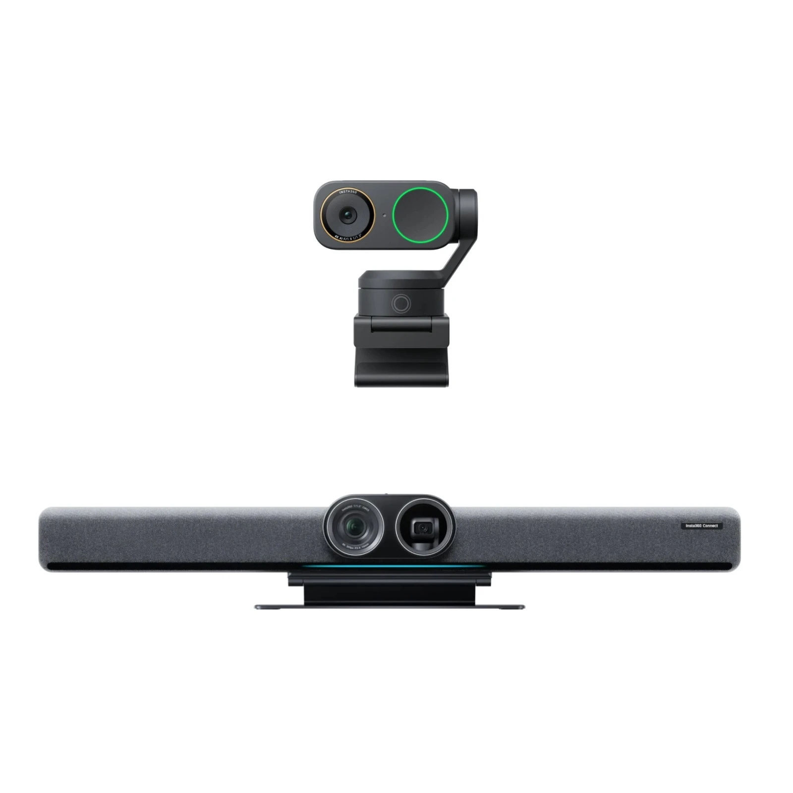 Pachet videoconferință Insta360 Connect + 1x Link 2 negru – 4K AI, pentru săli medii și mari de conferință