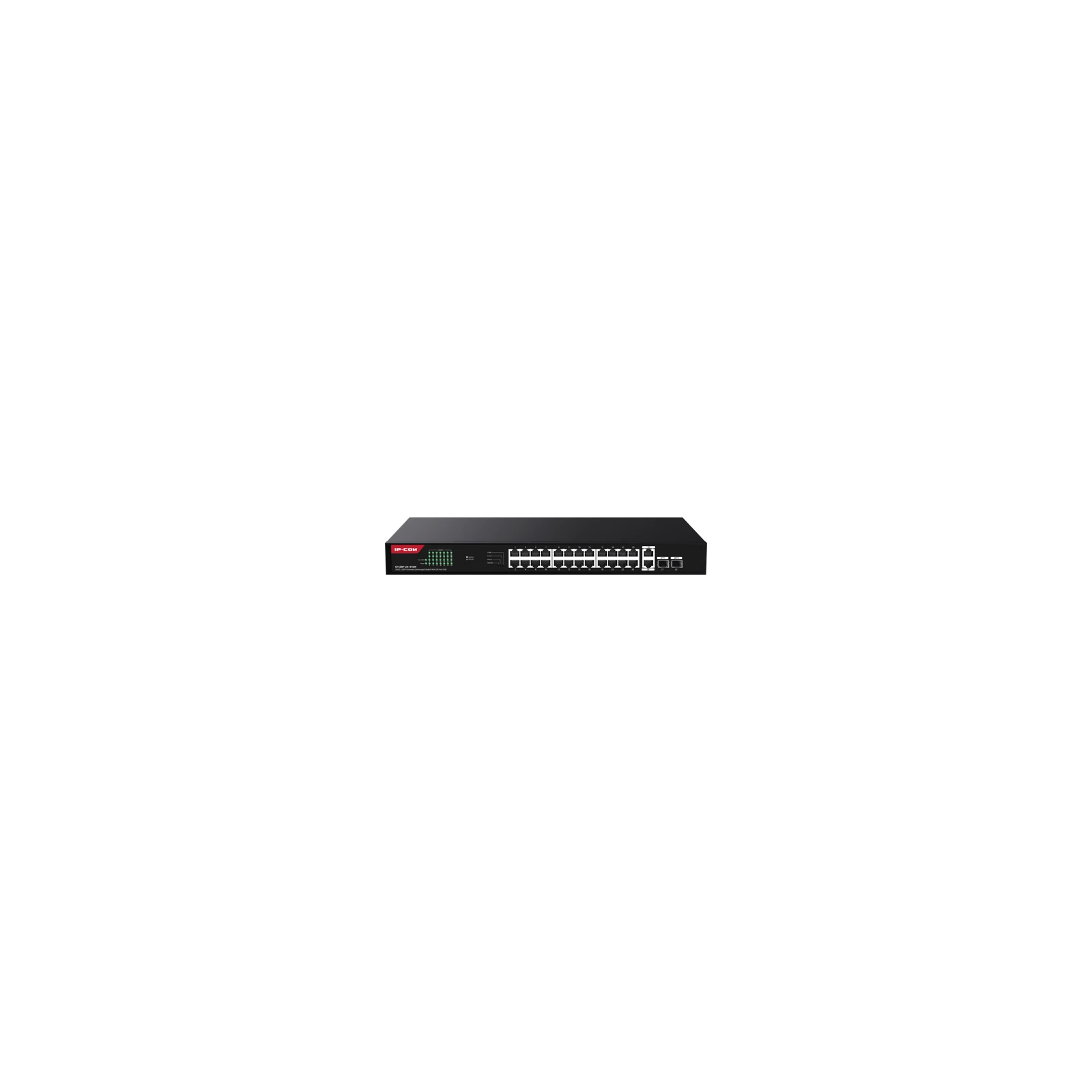 Switch 24 porturi Gigabit PoE, 2 x RJ45 Uplink Gigabit, 2 x SFP Gigabit, 1U - IP-COM G1128P-24-410W