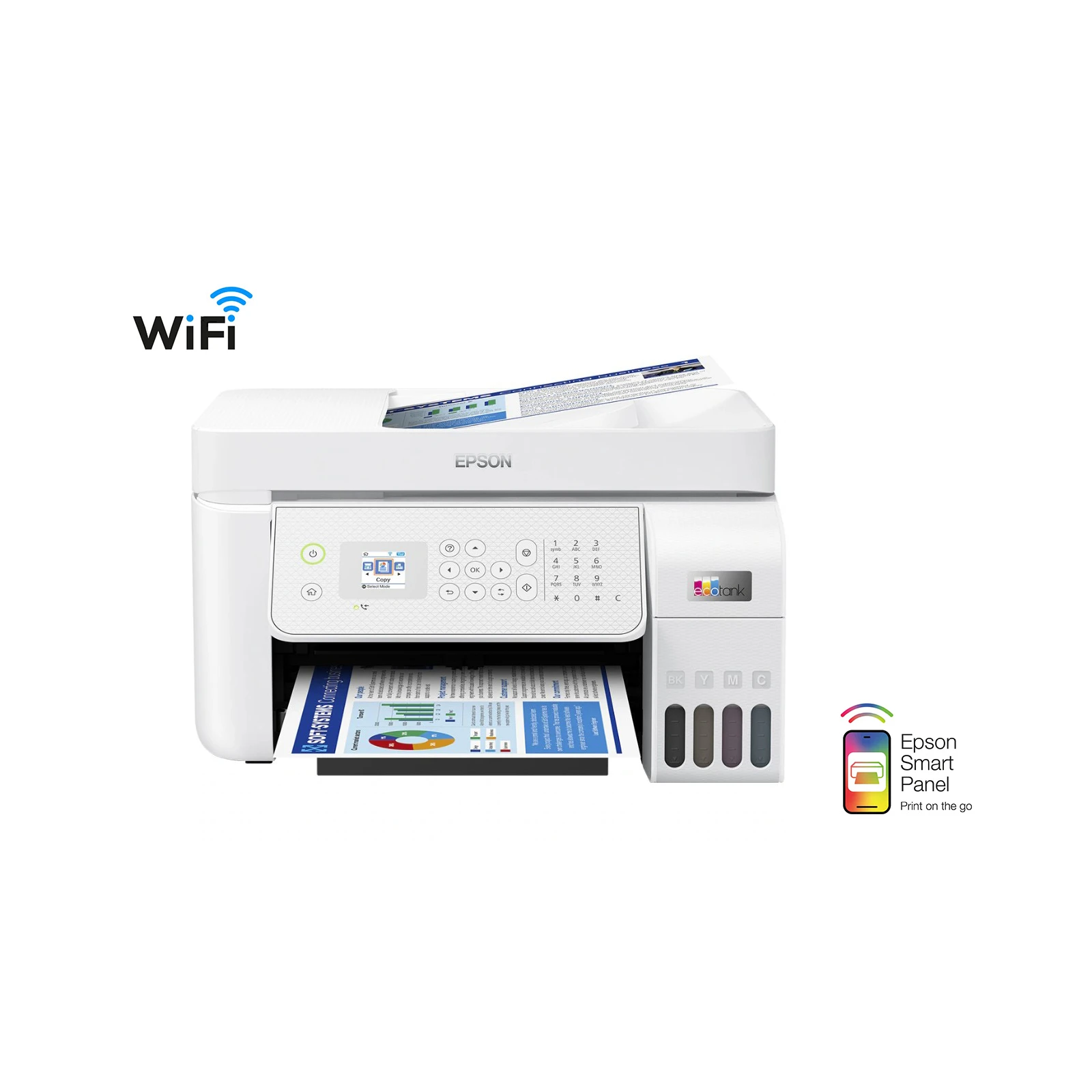 Multifuncționala color jet de cerneala, Epson EcoTank L5316, 33ppm, A4, WiFi & WiFi Direct, Fax, alb