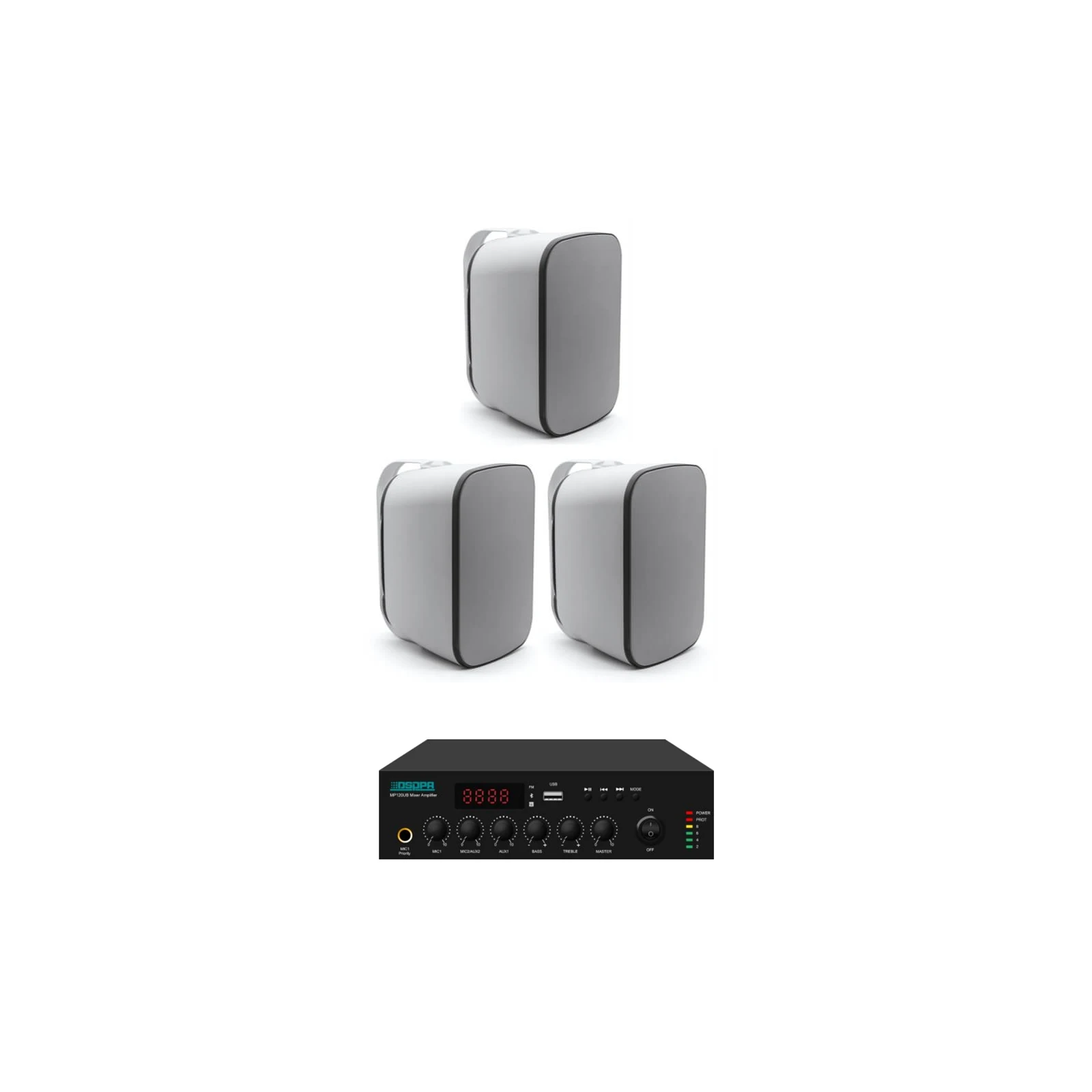 Pachet Sonorizare Terasa 120W pe 100V cu amplif. DSPPA MP120UB si 3x boxe DSP5040 - TG26