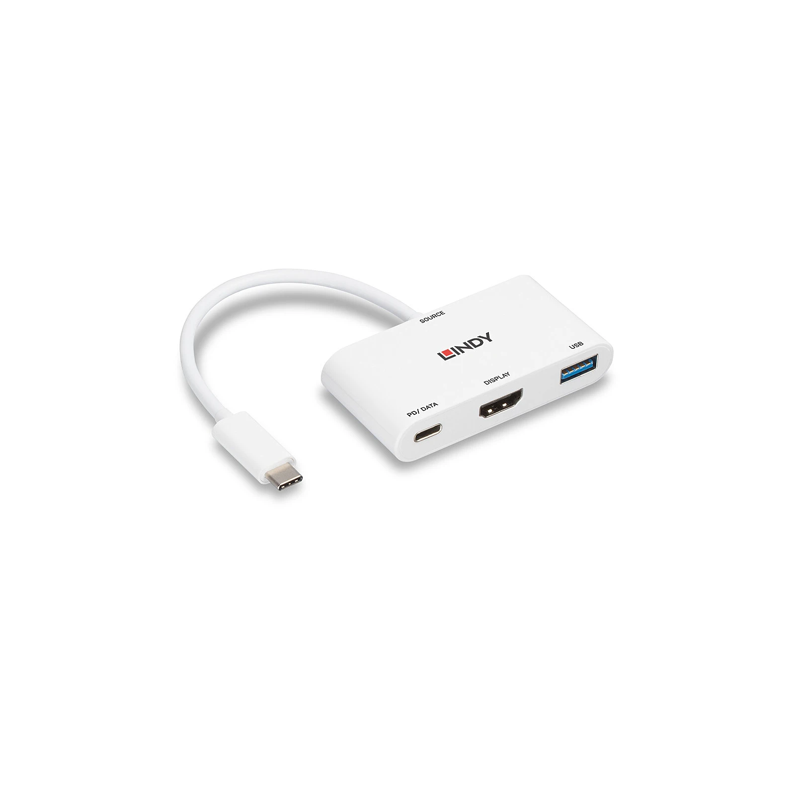 Convertor USB 3.2 tip C la HDMI cu port USB tip A și alimentare cu energie, Lindy 43340