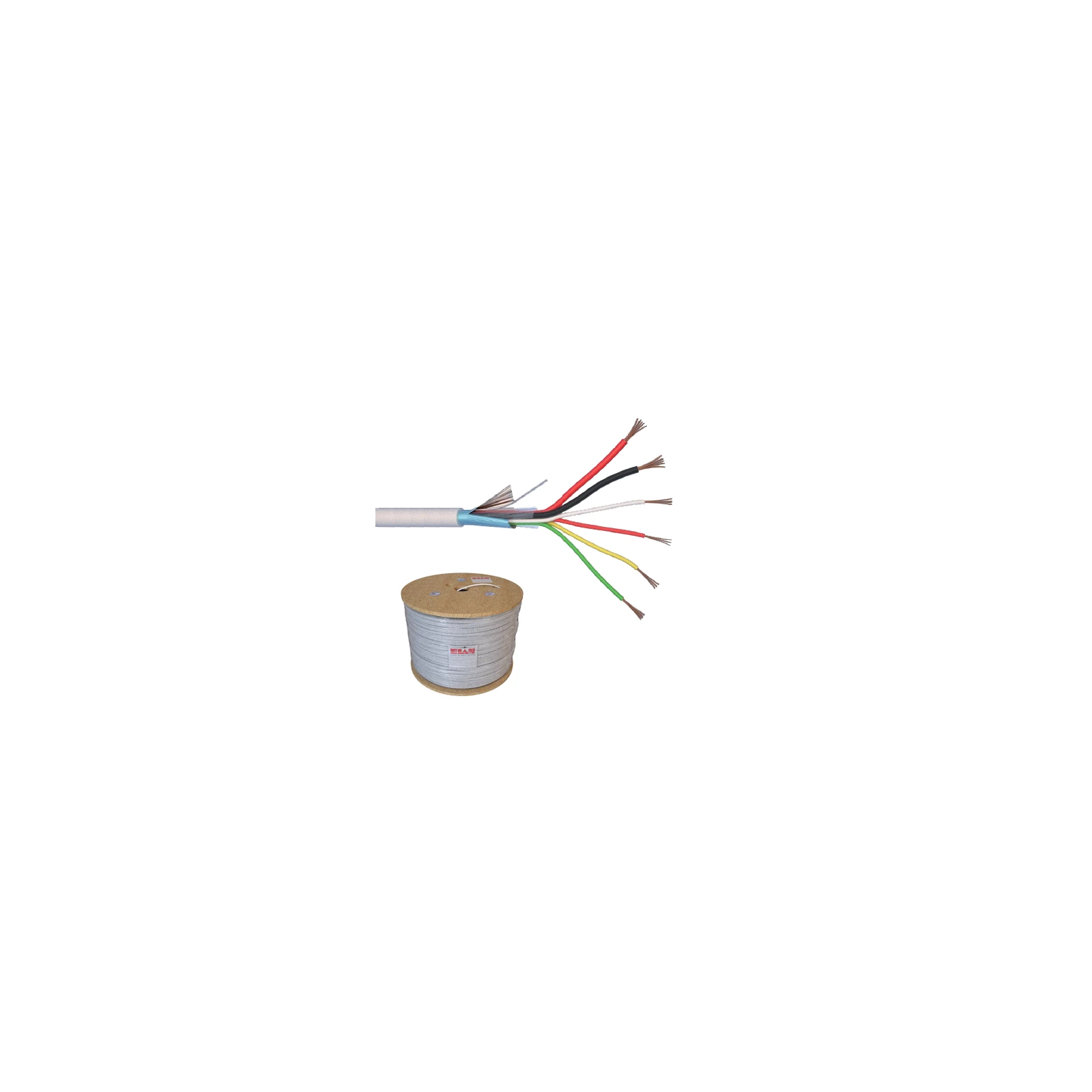 Cablu de alarma 6 fire ecranate + alimentare 2x0.75, cupru integral, 500m 6CUEF+2x0.75-T