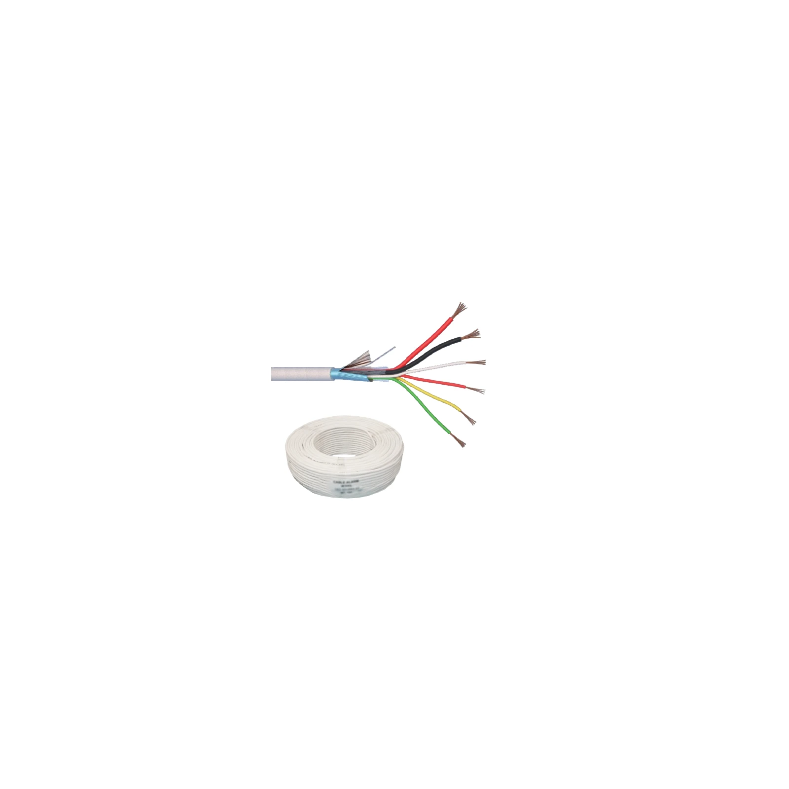 Cablu de alarma 6 fire ecranate + alimentare 2x0.75, cupru integral, 100m 6CUEF+2x0.75