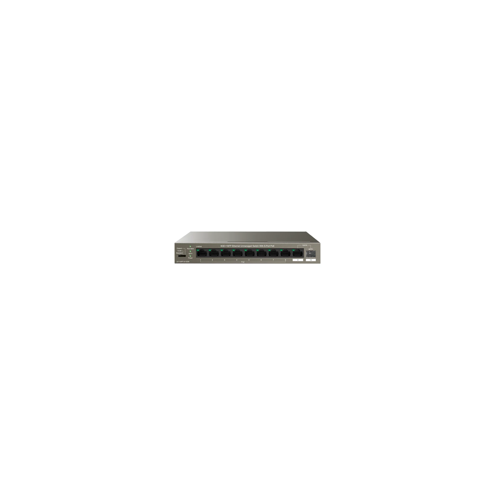 Switch 8 porturi Gigabit PoE, 1 x RJ45 Gigabit Uplink, 1 x SFP Gigabit Uplink - IP-COM G1110PF-8-102W