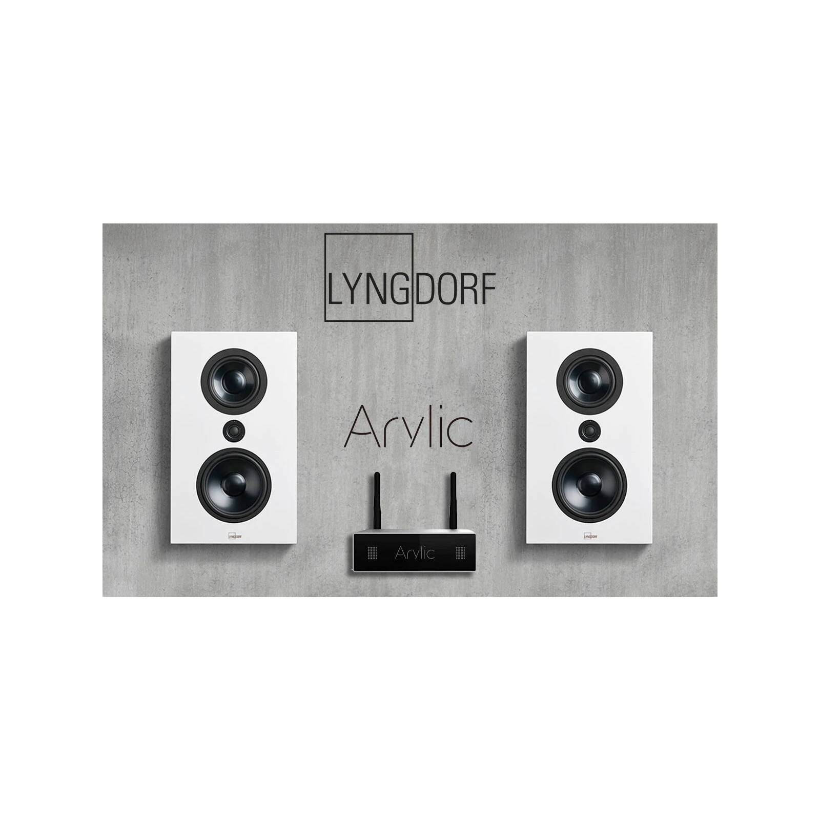 Sistem Stereo 200W cu boxe Lyngdorf FR-1 + Amplificator cu streamer 24bit / 192kHz Arylic S50+