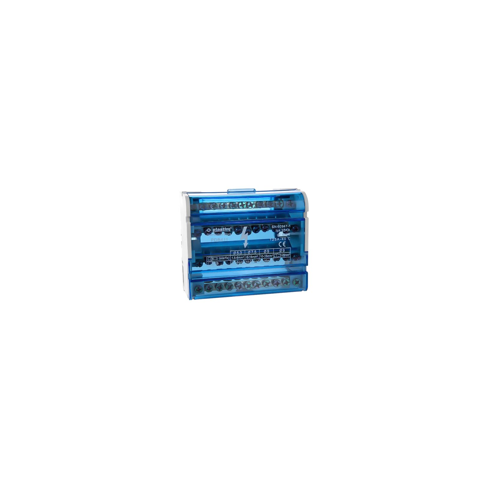 Bloc de distributie electrica, 4x11 poli, 125A - Plastim PDB411