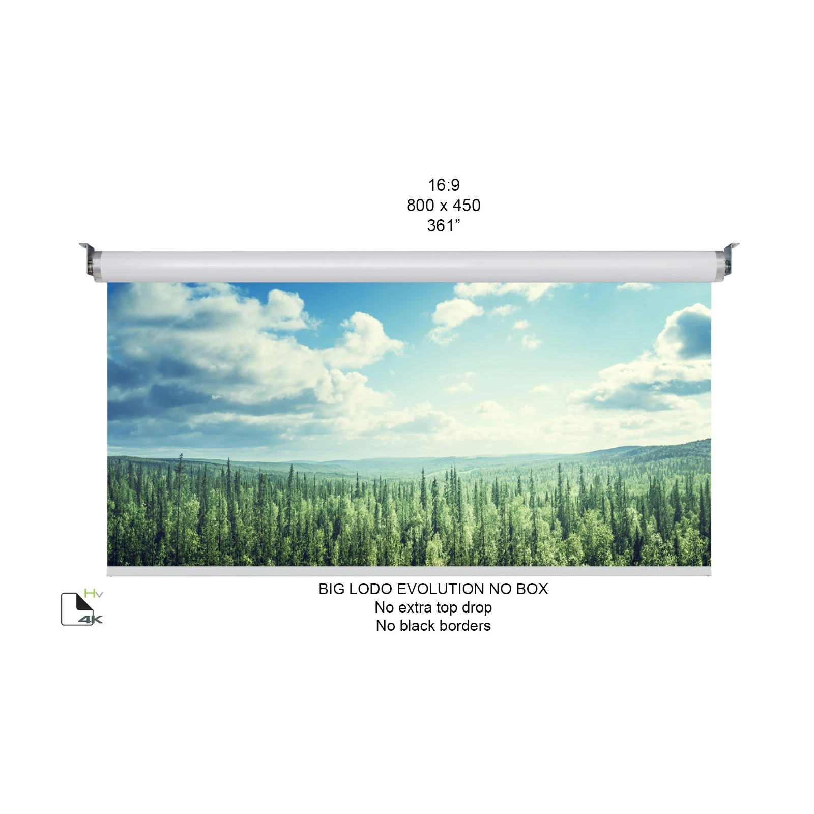 Ecran de proiectie motorizat Screenline BIG LODO EVO White Ice, 800x450(361”), 16:9, alb, comutator perete