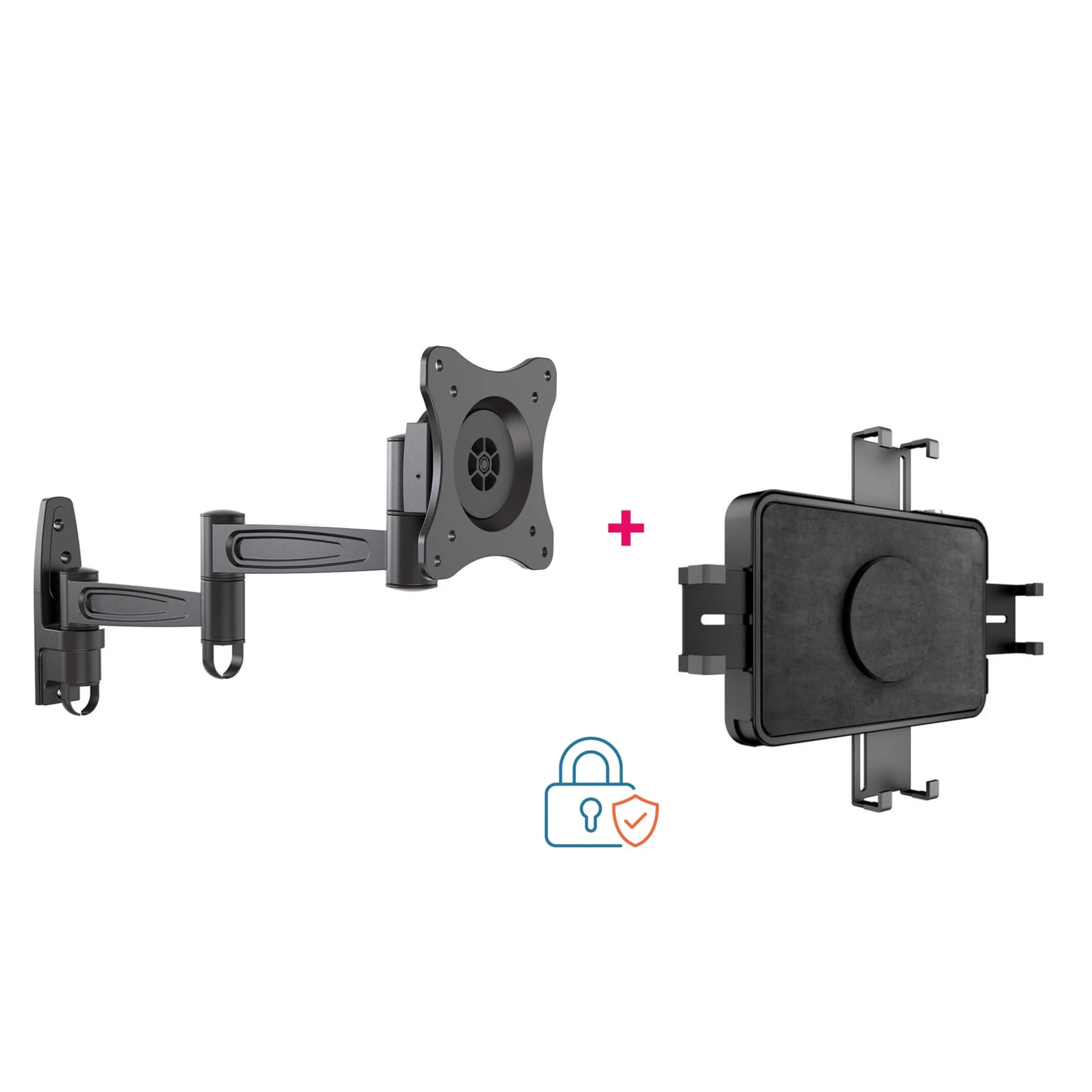 Suport perete tableta securizat, brat lung flexibil 360° MB-3299 + MB-0341