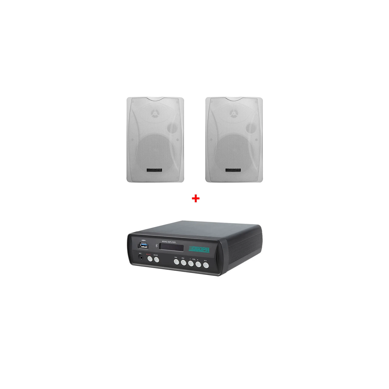Sistem de sonorizare 2x30W cu amplificator DSPPA Mini60 si boxe de perete DSPPA DSP8063