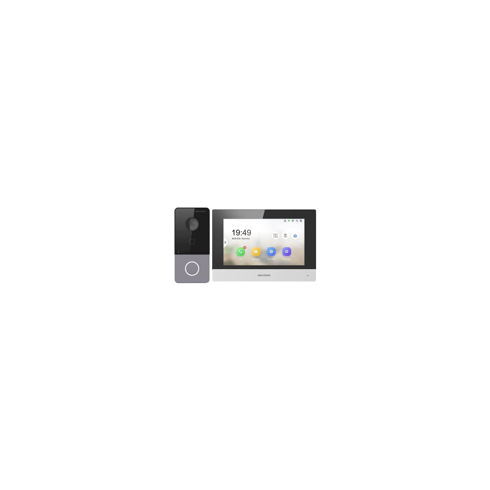 KIT videointerfon TCP/IP pentru 1 familie, monitor TFT LCD 7 inch - HIKVISION DS-KIS603-P