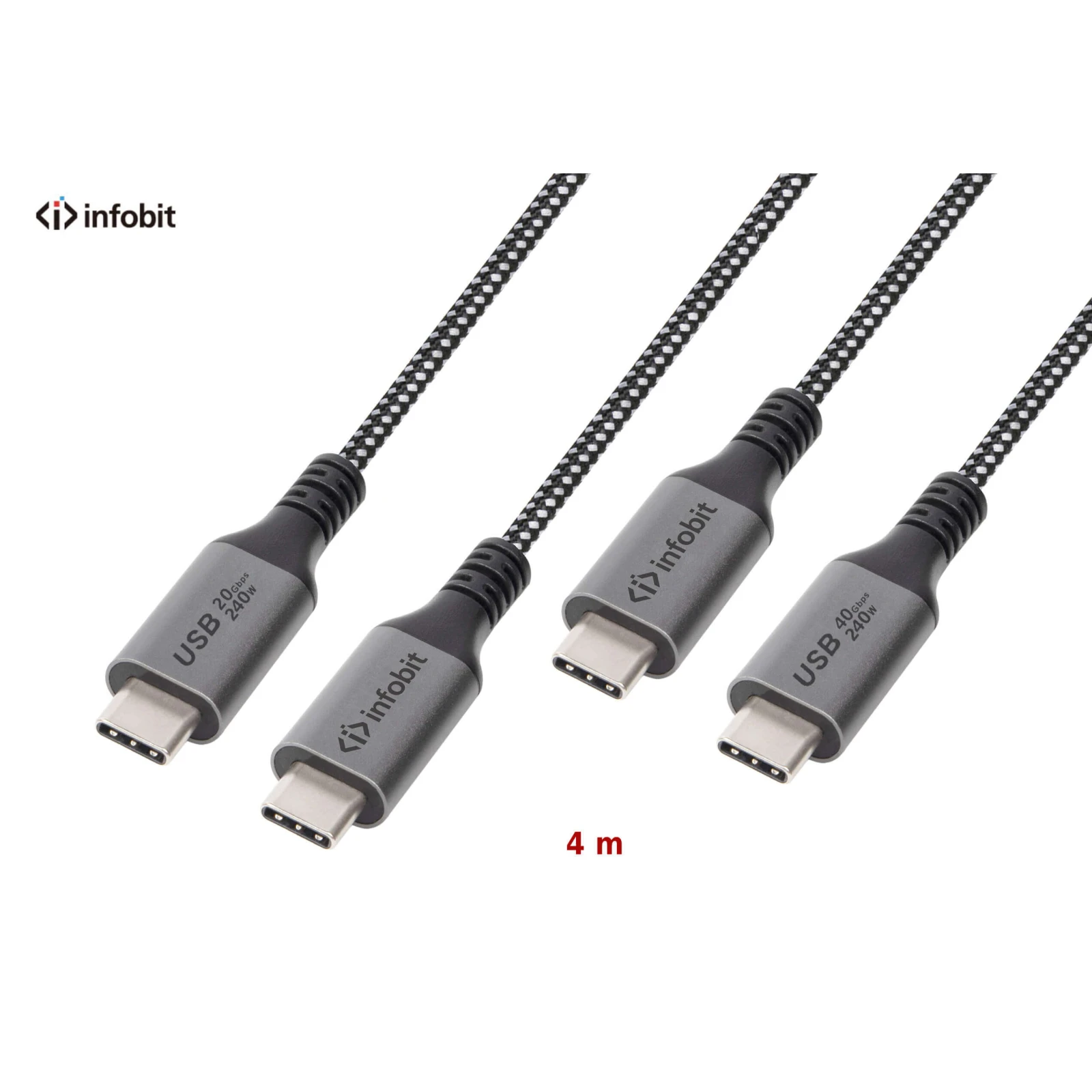 Cablu USB4 type C to C, Infobit iCable-U4-CC2040, 20Gbps, E-Marker, 4m