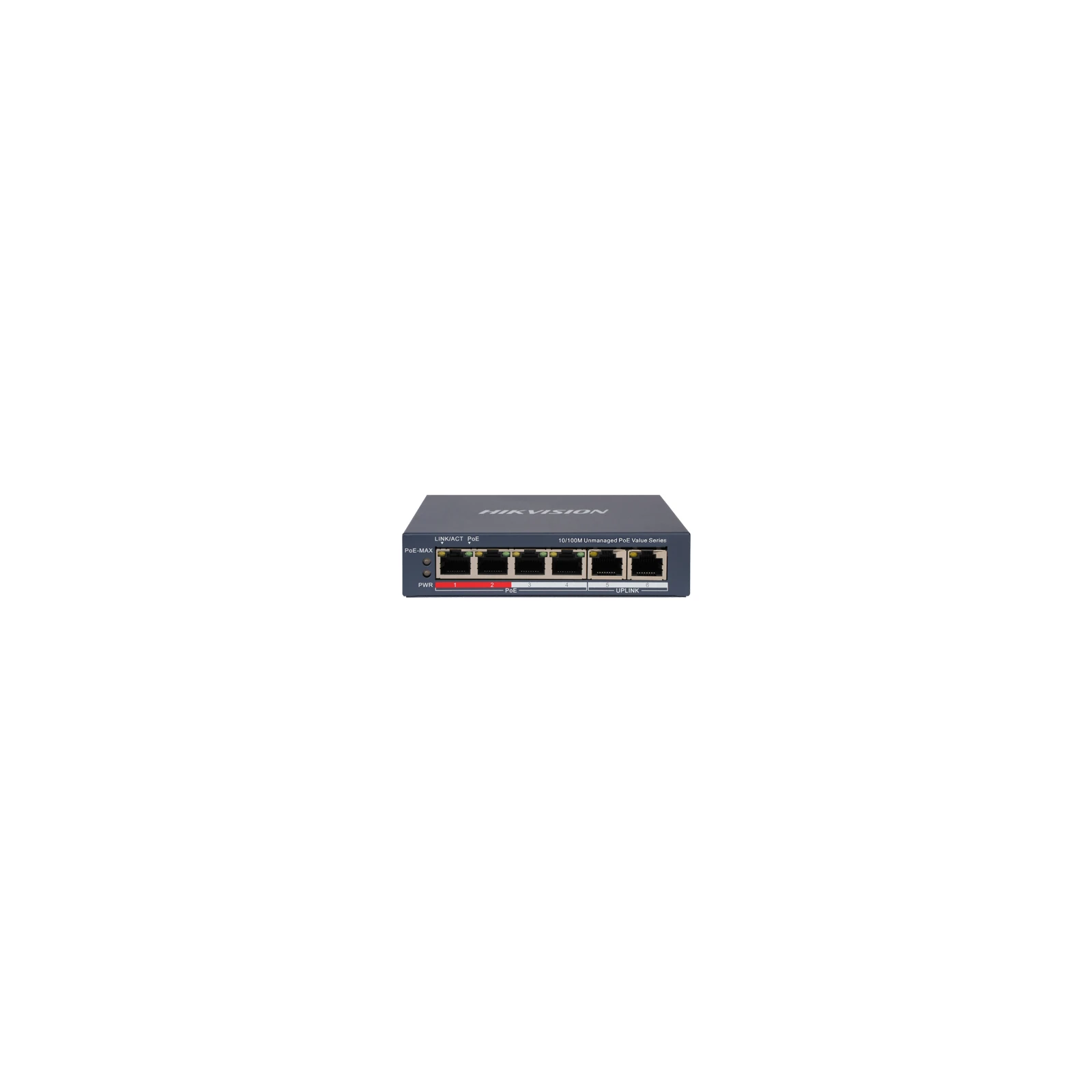 Switch 4 x RJ45 10/100 Mbps PoE, 2 x RJ45 10/100 Mbps, Unmanaged - HIKVISION DS-3E0106P-E-M