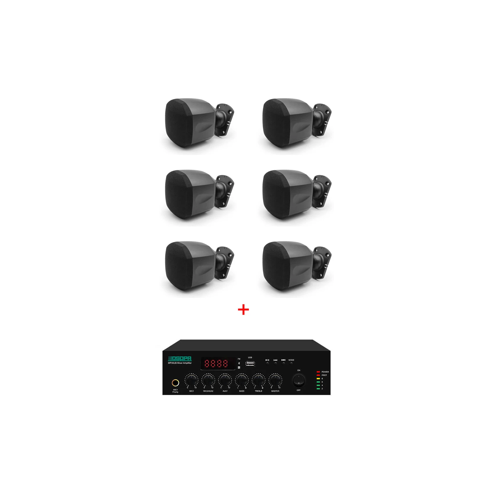 Pachet de sonorizare 60W cu amplificator MP60UB si boxe 6x10W DSPPA DSP119, 100V