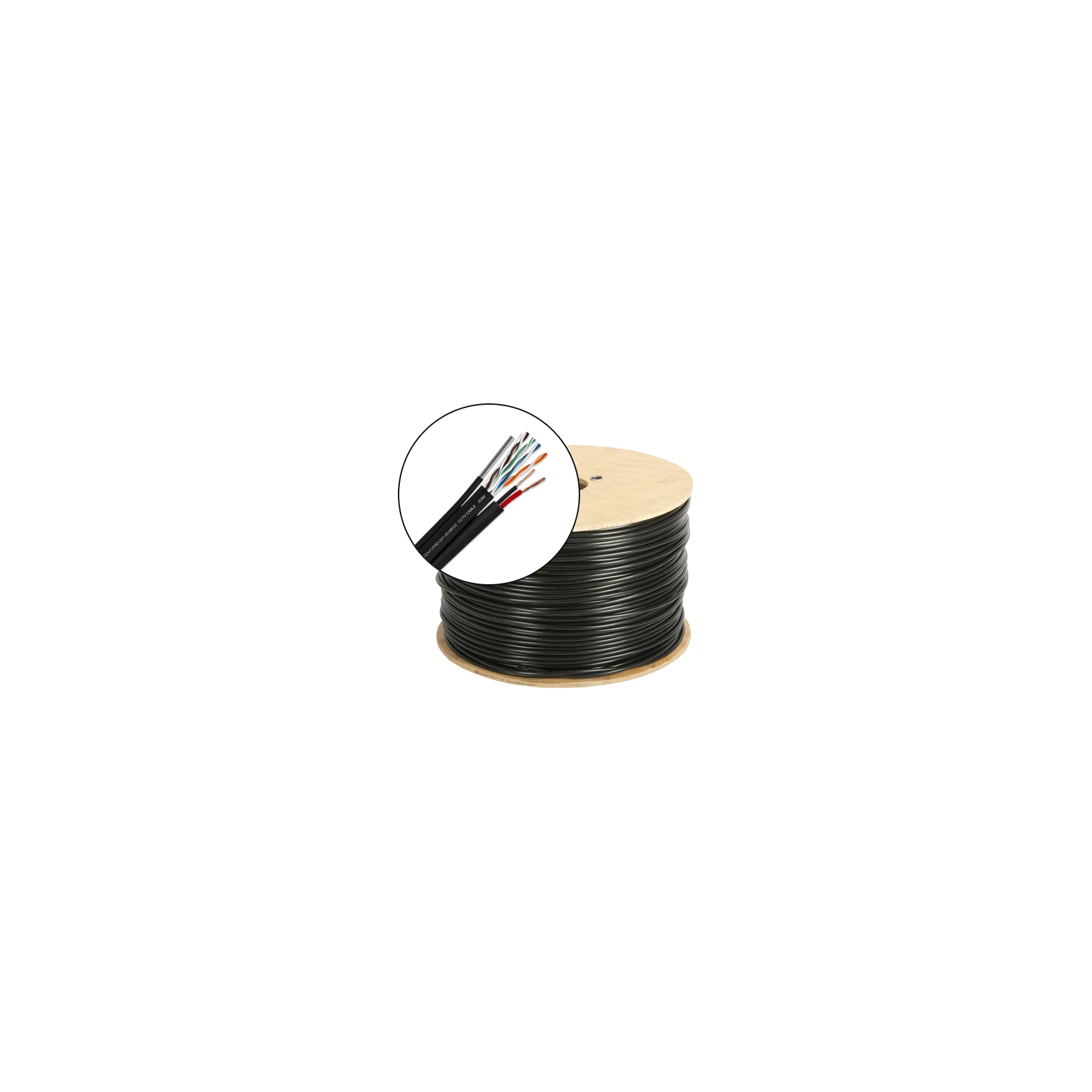 Cablu FTP autoportant cu alimentare 2x1.5, cat 5E, CUPRU 100%, 305m, negru TSY-FTP5E+2x1.50-MESS