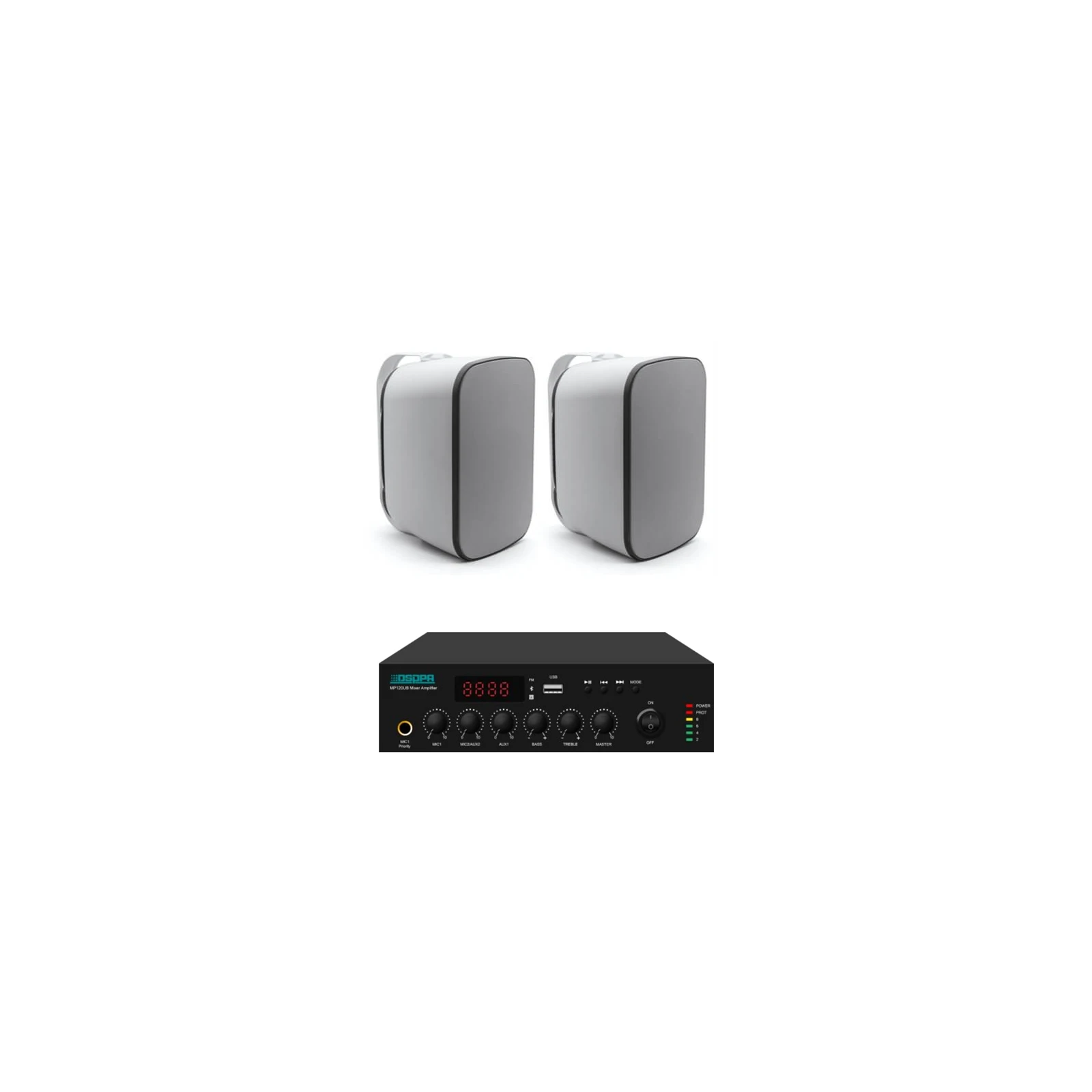 Pachet Sonorizare Terasa 80W pe 100V cu amplif. DSPPA MP120UB si 2x boxe DSP5040 - TG26