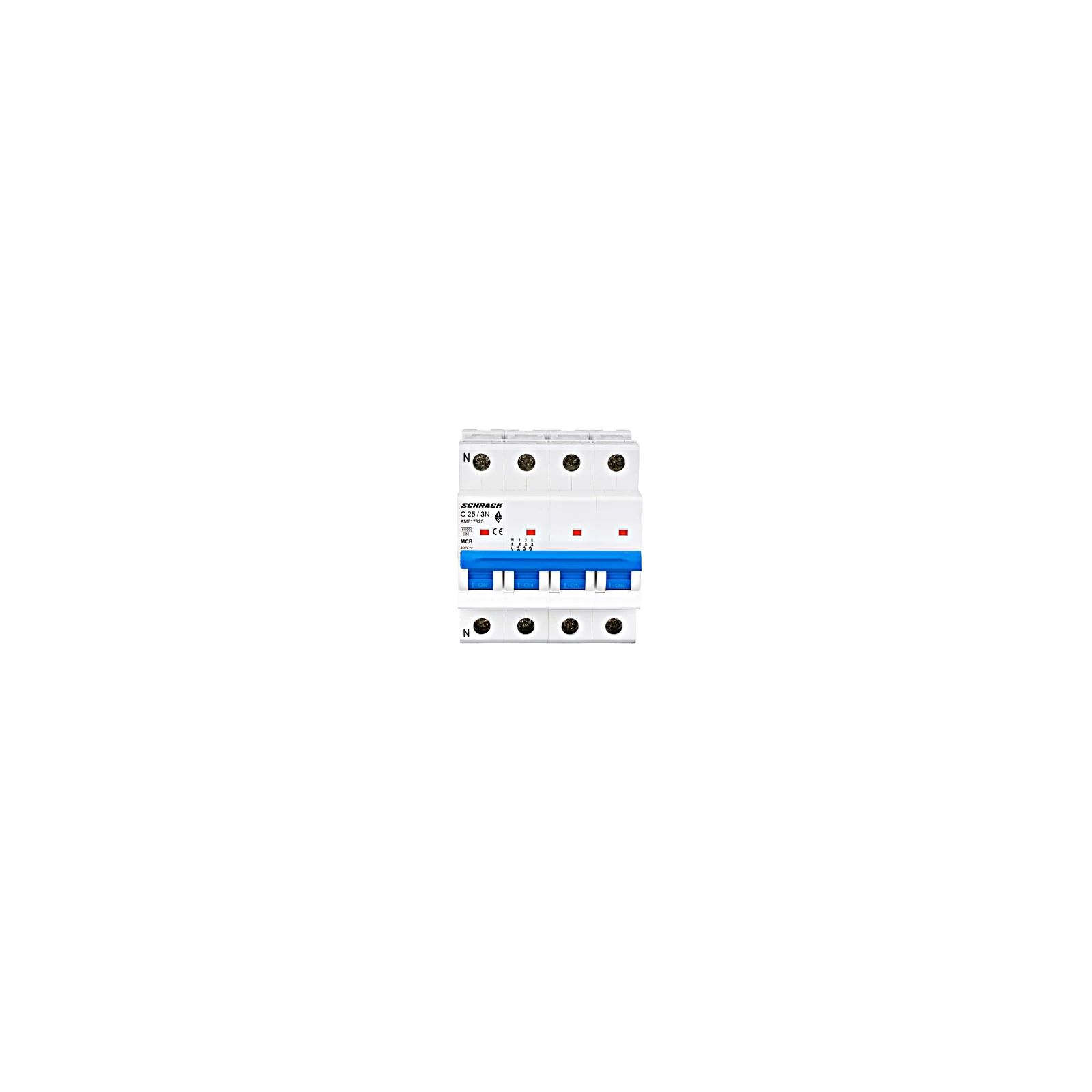 Întreruptor automat modular trifazic (MCB) AMPARO 6kA, C 25A, 3P+N AM617825