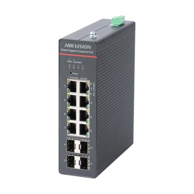 Switch 8 x RJ45 Gigabit PoE 802.3at/af/bt, 4 x SFP Gigabit, Smart Management, sina DIN - HIKVISION DS-3T1512HP-SI-8P4F