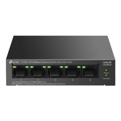 Switch LiteWave, 4 x RJ45 10/100Mbps PoE, 1 x RJ45 10/100 Mbps, Unmanaged - TP-Link LS105LP