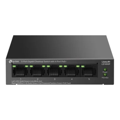 Switch LiteWave, 4 x RJ45 1G PoE, 1 x RJ45 1G, Unmanaged - TP-Link LS105GP