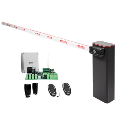 KIT complet bariera acces AUTO / 6 m, montaj universal ST/DR, lampa+brat cu semnalizre - MOTORLINE TURBO-6+SIG75HT-6-KIT