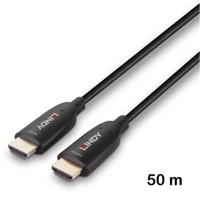 Cablu hibrid HDMI 8K60 cu fibră optică de 50 m, Lindy 38515